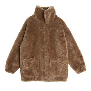 fur story Women's Lamb Fur Coat for Winter Teddy Bear Short Fur Jacket with Turnover Collar 18130