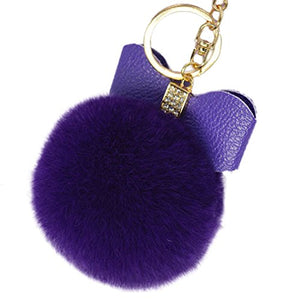 Fur Story 16820 Real Rex Rabbit Fur Pompom Ball Car Key Chain Handbag Key Rings