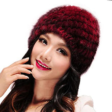 Load image into Gallery viewer, Fur Story Women&#39;s Knitted Fur Hat for Winter Warm Fur Beanie Hat with Mink Fur
