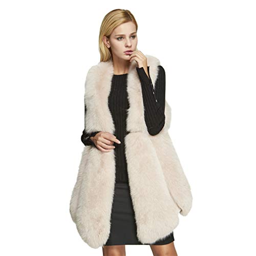 fur story Women's Fox Fur Vest Solid Color Fur Jacket for Winter No-Collar 18201