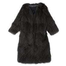 Load image into Gallery viewer, Fur Story Women&#39;s Long Genuine Fox Fur Coat Thick Warm Coat Nine Points Sleeve V Neck