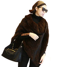 Load image into Gallery viewer, Fur Story 15711 Women&#39;s Knitted Real Mink Fur Poncho with Turndown Collar