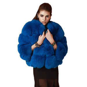 Fur Story 151154 Women's Real Short Fox Fur Coat with Nine Points Sleeve