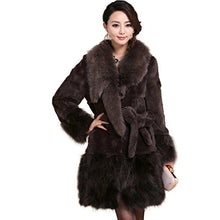 Load image into Gallery viewer, Fur Story 15157 Women&#39;s Long Real Rabbit Fur Coat with Fur Collor and Hem
