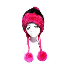 Load image into Gallery viewer, Fur Story 15664 Women&#39;s Knitted Real Mink Fur Beanie Hat Fox Fur Pom Pom Cap