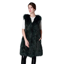 Load image into Gallery viewer, fur story Women&#39;s Long Fur Vest with Real Fox Fur Thick Warm Vest Sleeveless V Neck