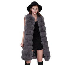 Load image into Gallery viewer, fur story Women&#39;s Long Fur Vest with Real Fox Fur Thick Warm Vest Sleeveless O Neck