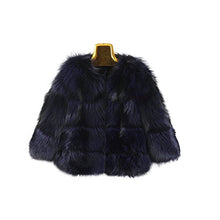 Load image into Gallery viewer, Fur Story Women&#39;s Fur Coat with Real Silver Fox Fur Thick Warm Coat Nine Points Sleeve O Neck