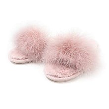 Load image into Gallery viewer, Fur Story FS19S12 Women&#39;s Furry Fur Slippers Memory Foam House Slippers Cozy Open Toe House Shoes