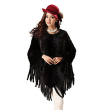 Load image into Gallery viewer, Fur Story Women&#39;s Knitted Long Fur Poncho with Real Mink Fur Thick Warm Pullover with Tassels