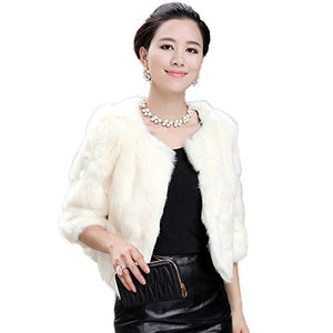 Fur Story Women's Short Genuine Rabbit Fur Coat