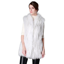 Load image into Gallery viewer, fur story Women&#39;s Long Fur Vest with Real Fox Fur Thick Warm Vest Sleeveless V Neck