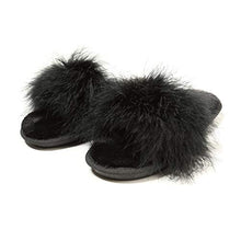 Load image into Gallery viewer, Fur Story FS19S12 Women&#39;s Furry Fur Slippers Memory Foam House Slippers Cozy Open Toe House Shoes