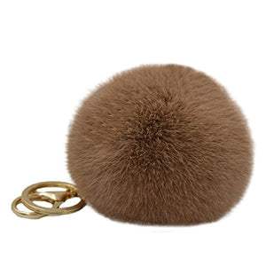 Fur Story 16802 Real Rex Rabbit Fur Pompom Ball Car Key Chain Handbag Key Rings