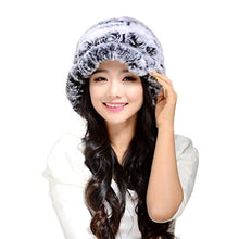 Load image into Gallery viewer, Warm Hat Winter Cap Winter Beanie Women&#39;s Knitted Real Rex Rabbit Fur Hat Cloche Fedora Cap Fur Story FS14607