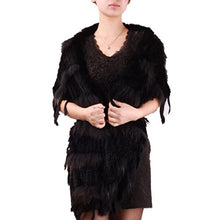 Load image into Gallery viewer, Women&#39;s Handmade Knitted Long Shawl Real Rabbit Fur Raccoon Fur Shawl 070112
