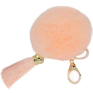 Fur Story 16818 Real Rex Rabbit Fur Pompom Ball Car Key Chain Handbag Key Rings