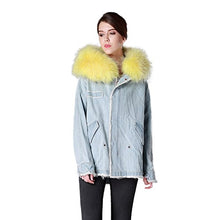Load image into Gallery viewer, Fur Story Women&#39;s Real Fur Coat with Fox Fur Lining and Raccoon Fur Collar Full Sleeve