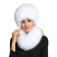 Load image into Gallery viewer, Fur Story FS17613 Women&#39;s Real Fox Fur Skullies Beanie Hat Scarf Set Elastic Warm Winter Hats Women