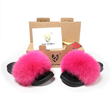 Load image into Gallery viewer, Fur story women&#39;s fluffy fox fur sandals open-toed leather slippers