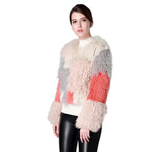 Load image into Gallery viewer, Fur Story 161198 Women's Short Real Mongolian Lamb Fur Coat Contrast Color