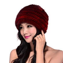 Load image into Gallery viewer, Fur Story 14629 Women&#39;s Knitted Real Mink Fur Skullies Beanie Hat