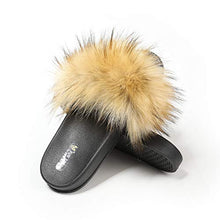 Load image into Gallery viewer, Fur Story ladies outdoor faux fur furry sandals (faux raccoon skin)