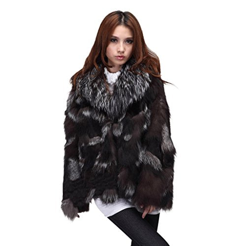 Fur Story 151104 Women's Short Real Fox Fur Coat with Fur Collor