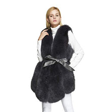 Load image into Gallery viewer, fur story Women's Fox Fur Vest Solid Color Fur Jacket for Winter No-Collar 18201