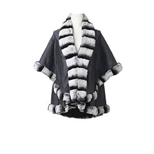 Load image into Gallery viewer, Women&#39;s Wool Poncho Coat With Rex Rabbit Fur Collar And Hem Thick Warm Winter Shawl (Fur Story 18704)