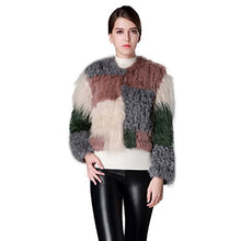 Load image into Gallery viewer, Fur Story 161198 Women's Short Real Mongolian Lamb Fur Coat Contrast Color