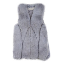 Load image into Gallery viewer, fur story Women&#39;s Fur Vest with Real Fox Fur Thick Warm Vest Sleeveless V Neck