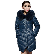 Load image into Gallery viewer, fur story Women&#39;s Genuine Sheep Leather Down Coat Fox Fur Collar