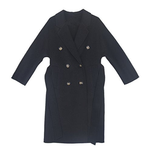 Fur Story Women's Long Double Faced Cashmere Coat Handmade Fashion Ladies Double Breasted Coat