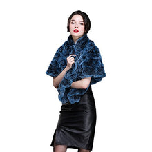 Load image into Gallery viewer, Fur Story Women&#39;s Knitted Short Fur Poncho with Real Rex Rabbit Fur Thick Warm Floral Pashmina