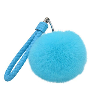Fur Story 16821 Real Rex Rabbit Fur Pompom Ball Car Key Chain Handbag Key Rings