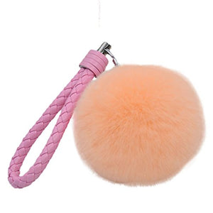 Fur Story 16821 Real Rex Rabbit Fur Pompom Ball Car Key Chain Handbag Key Rings