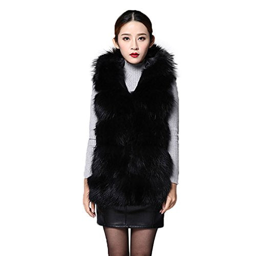 fur story 152113 Women's Real Raccoon Fur Vest with Hoodie