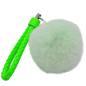 Fur Story 16821 Real Rex Rabbit Fur Pompom Ball Car Key Chain Handbag Key Rings