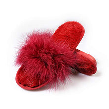 Load image into Gallery viewer, Fur Story FS19S12 Women&#39;s Furry Fur Slippers Memory Foam House Slippers Cozy Open Toe House Shoes