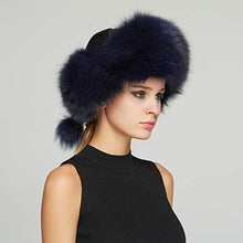 Load image into Gallery viewer, Women&#39;s Fur Trapper Hat with Sheepskin Earflap Bomber Hat Men&#39;s Winter Fur Hat(Blue)