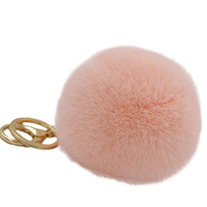 Fur Story 16802 Real Rex Rabbit Fur Pompom Ball Car Key Chain Handbag Key Rings