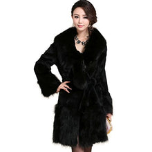 Load image into Gallery viewer, Fur Story 15157 Women&#39;s Long Real Rabbit Fur Coat with Fur Collor and Hem