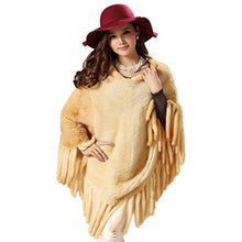 Load image into Gallery viewer, Fur Story Women&#39;s Knitted Long Fur Poncho with Real Mink Fur Thick Warm Pullover with Tassels