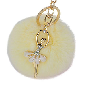 Fur Story FS16819 Fur Pom Pom KeyChain Bag Car Purse Charm Fluffy Fur Keychain Ball