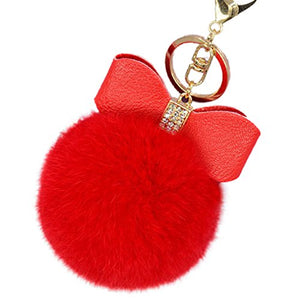 Fur Story 16820 Real Rex Rabbit Fur Pompom Ball Car Key Chain Handbag Key Rings