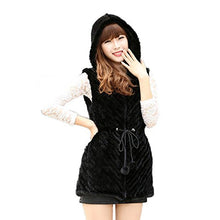 Load image into Gallery viewer, fur story Women&#39;s Knitted Real Mink Fur Vest Thick Warm Vest Sleeveless with Fur Hood