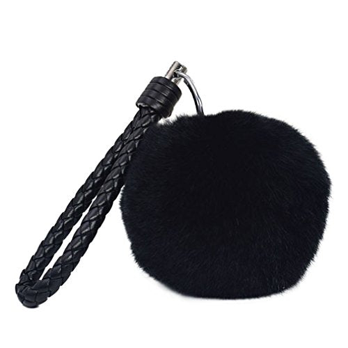 Fur Story 16821 Real Rex Rabbit Fur Pompom Ball Car Key Chain Handbag Key Rings