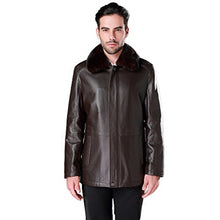 Load image into Gallery viewer, Fur Story Men&#39;s Genuine Sheep Leather Coat Jacket Mink Fur Lining and Collar Full Sleeve Turn Down Collar