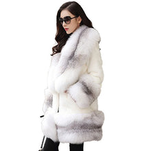 Load image into Gallery viewer, Fur Story 16051 Women&#39;s Long Real Mink Fur Coat with Fox Fur Cuff and Hem